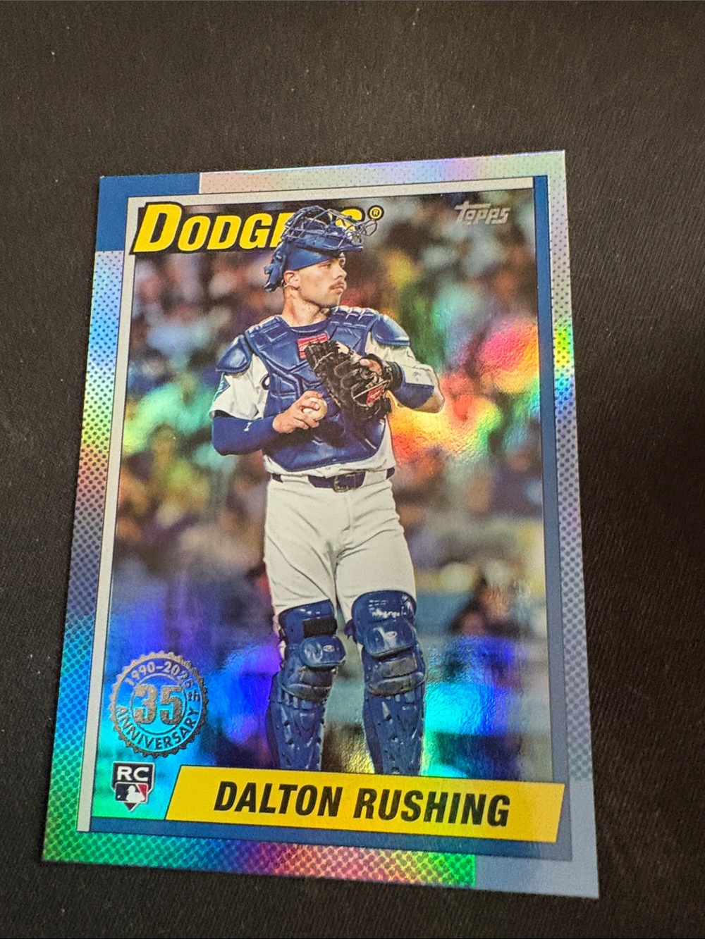 Topps Dalton Rushing Dodgers Card - Blue holo